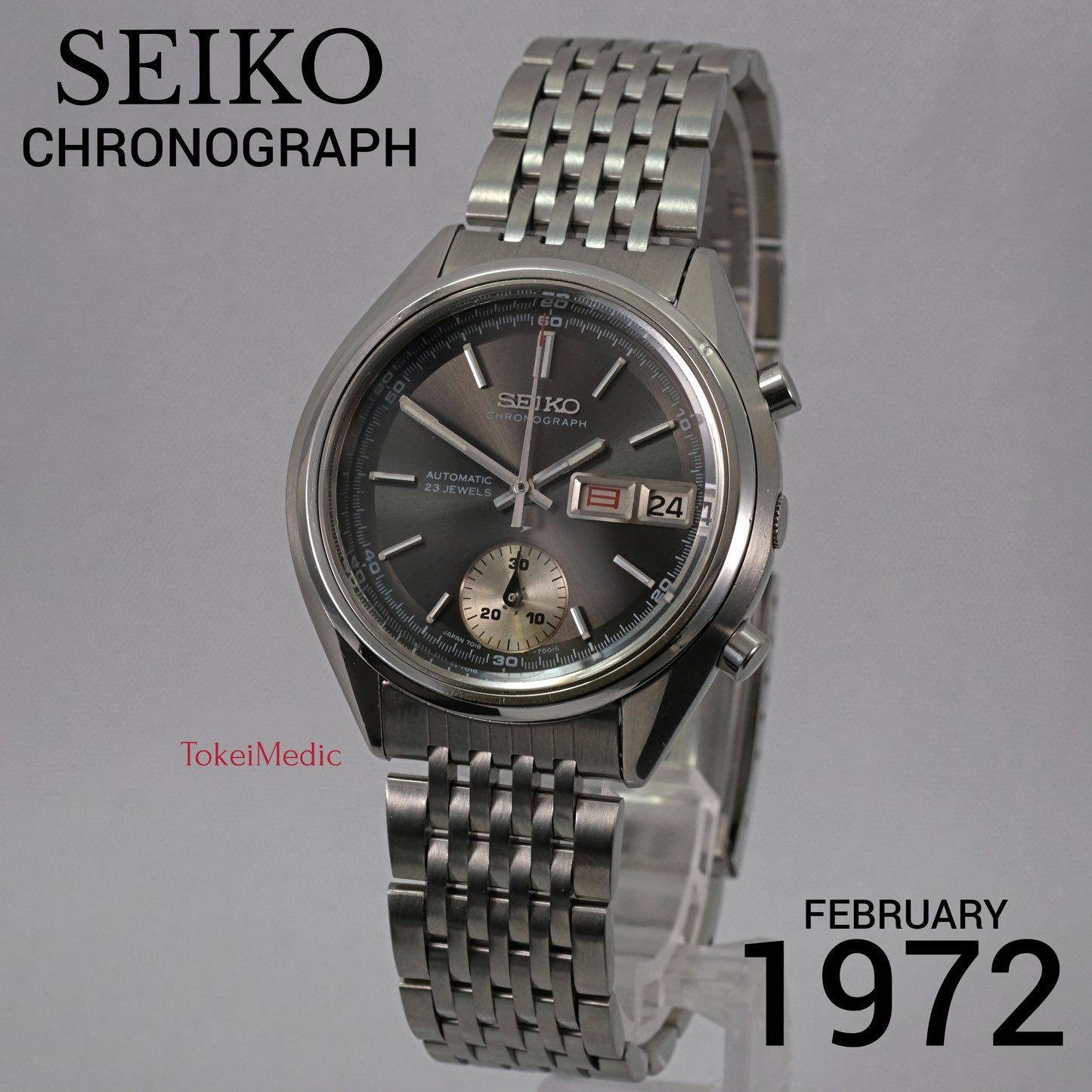 1972 Seiko Flyback Chronograph "Reverse Baby Panda" 7018-7000