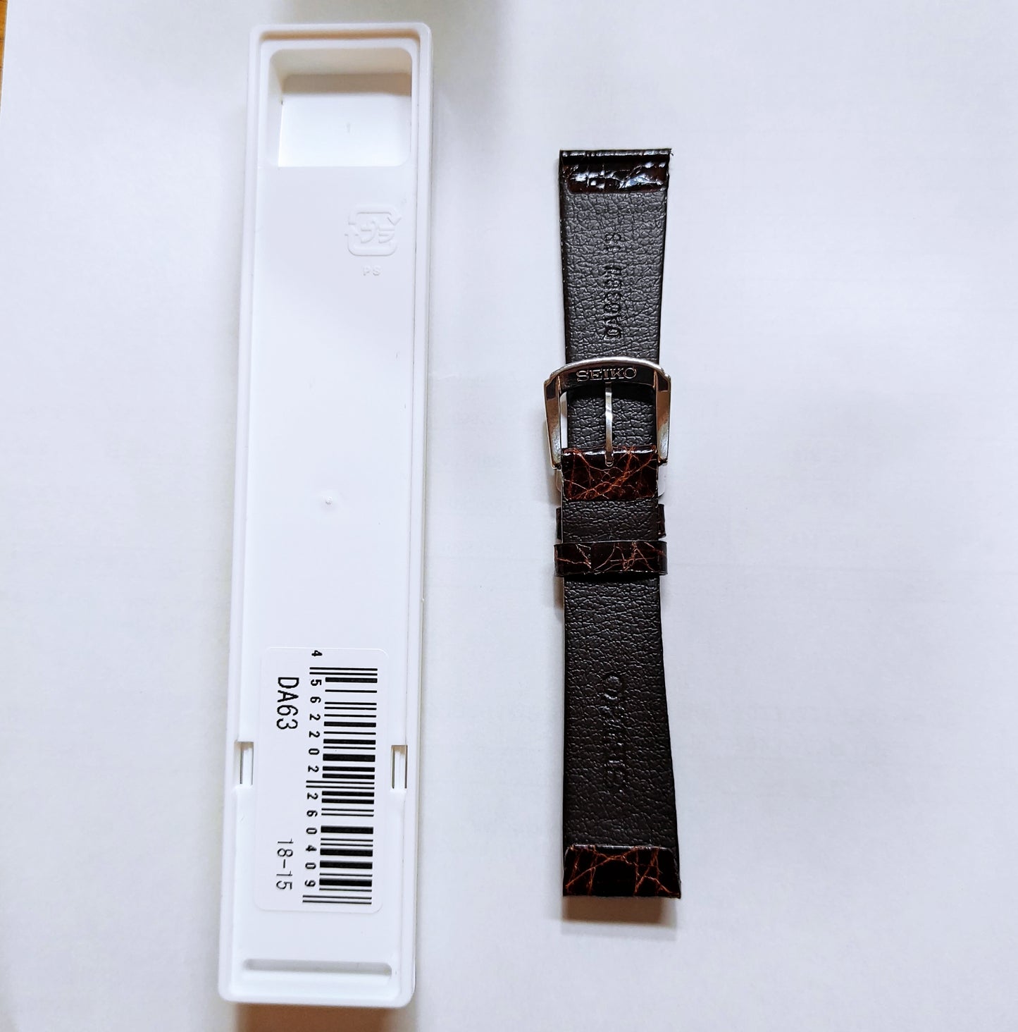 Seiko DA63 18mm Crocodile leather strap - Brown