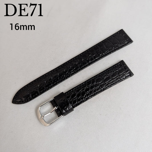 Seiko DE71, 16mm black cowhide leather strap