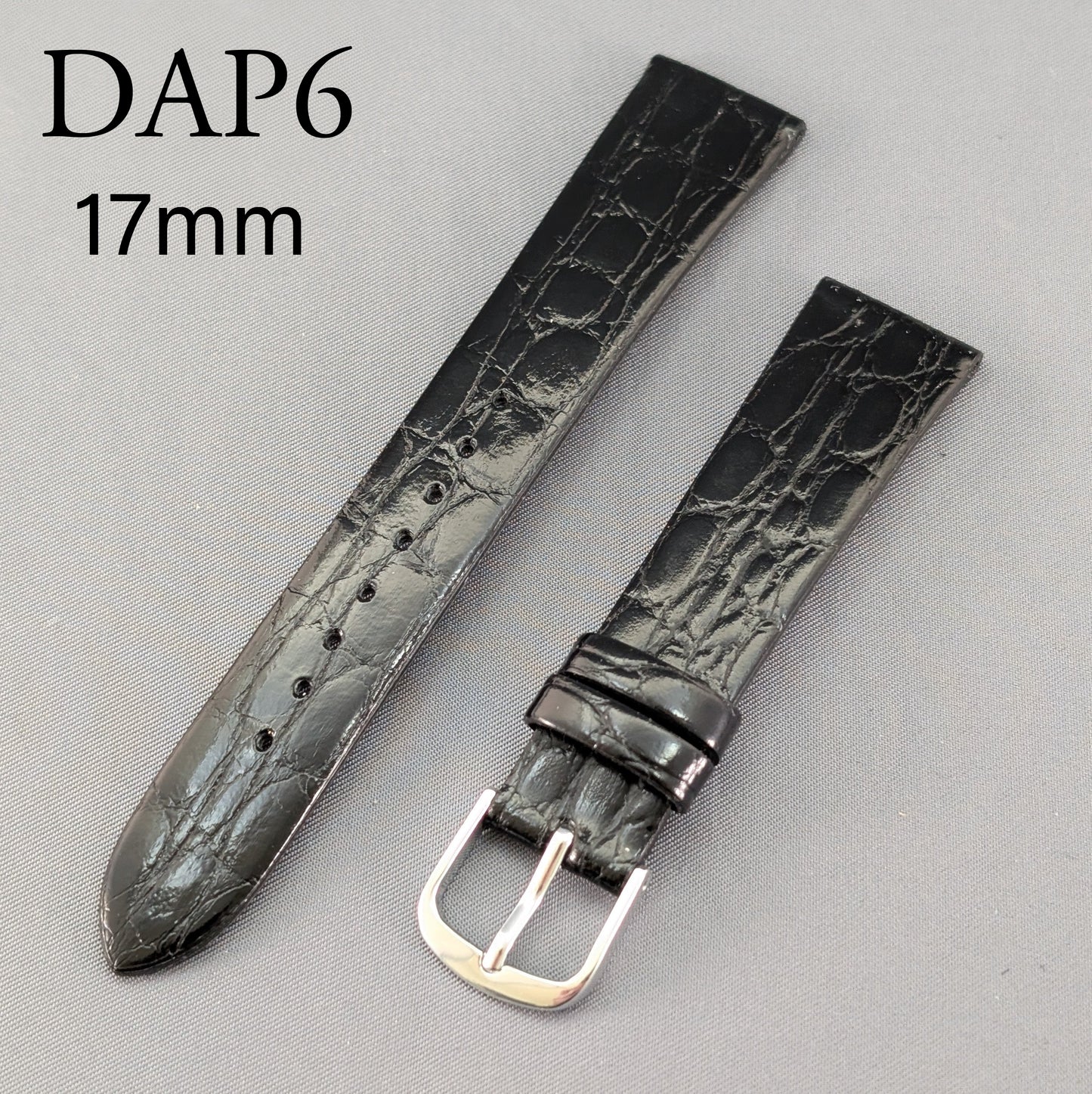Seiko DAP6, 17mm black cowhide leather strap