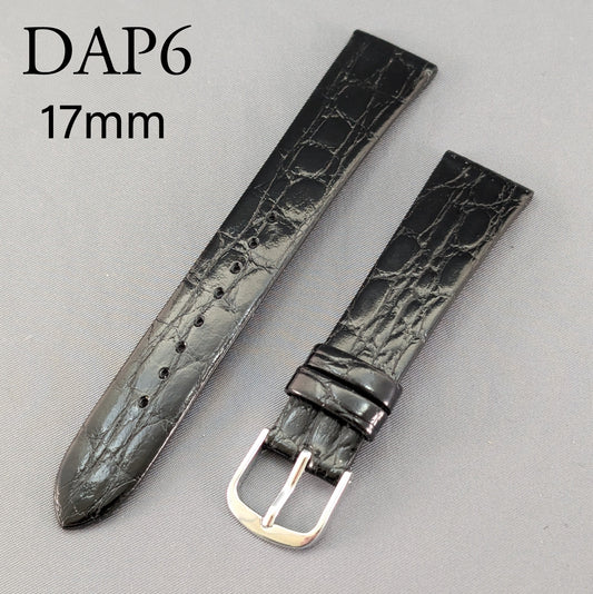 Seiko DAP6, 17mm black cowhide leather strap