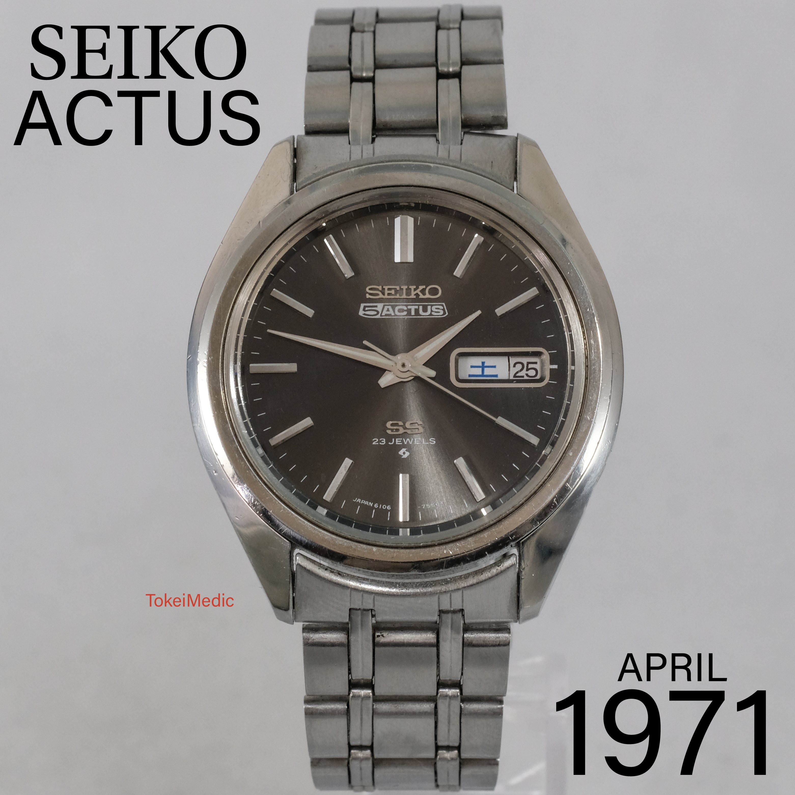 Excellent Vintage Seiko 5 Actus SS 6109-8660 Blue Dial