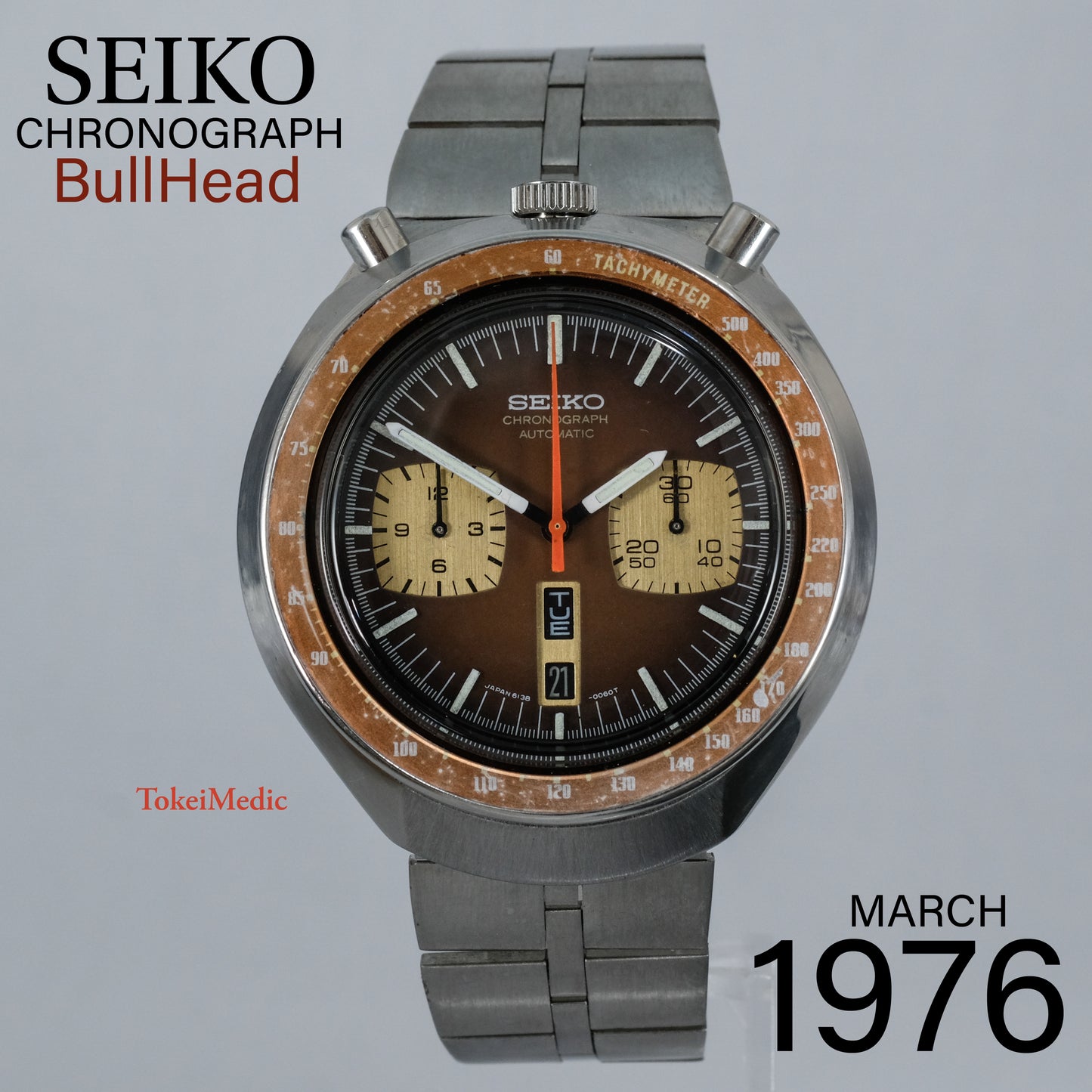 1976 Seiko "BullHead" SpeedTimer 6138-0040