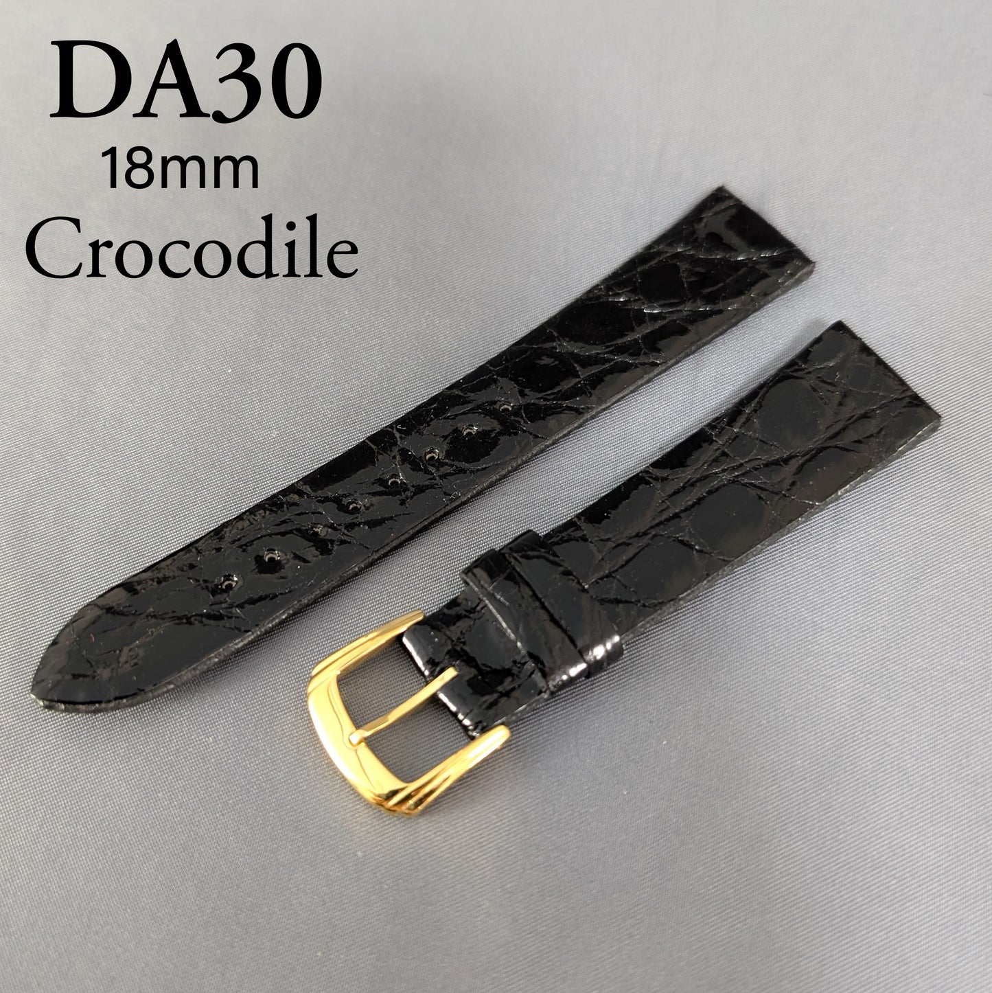 Seiko DA30, 18mm black crocodile leather strap