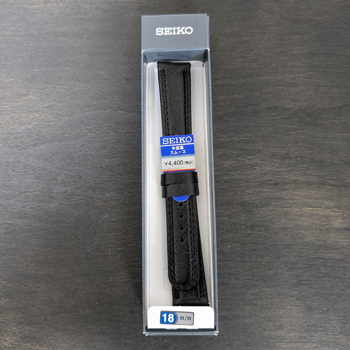 Seiko RS15C18BK , 18mm black cowhide leather strap