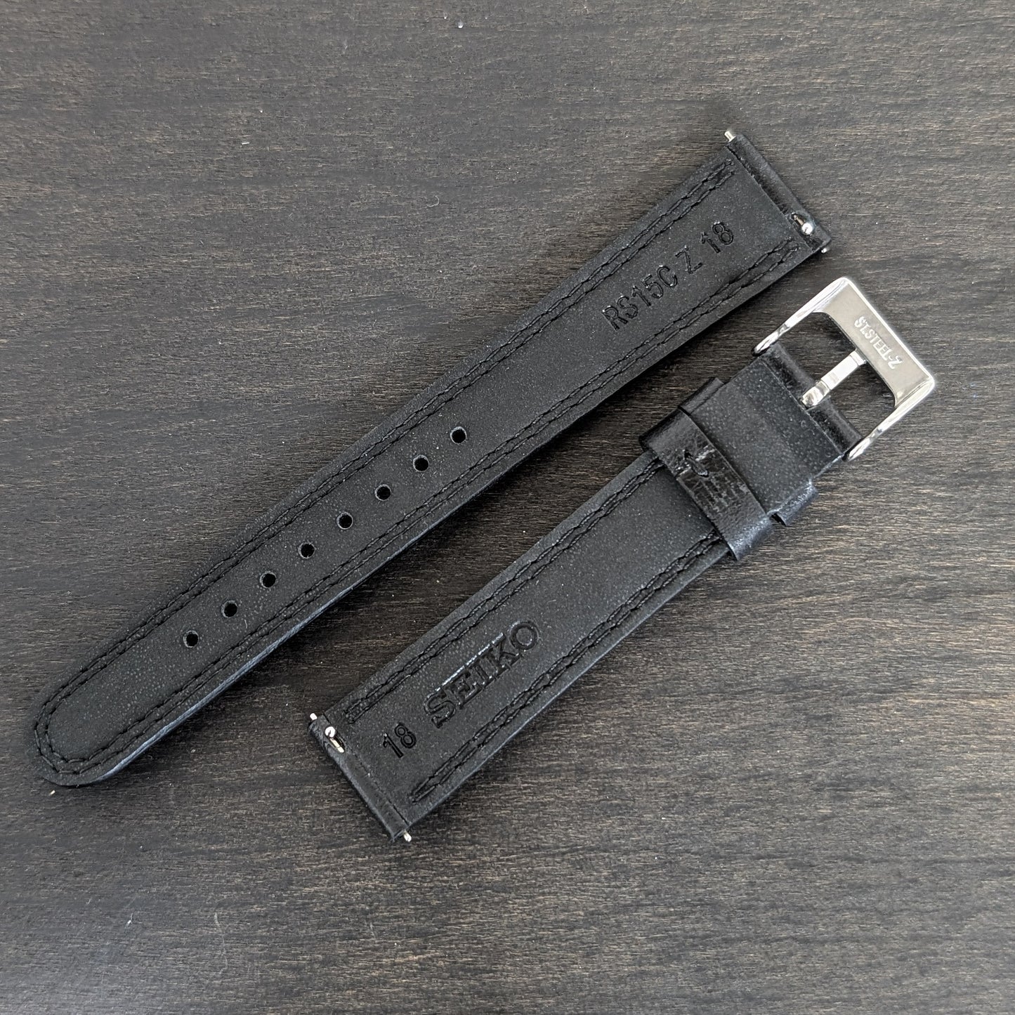 Seiko RS15C18BK , 18mm black cowhide leather strap