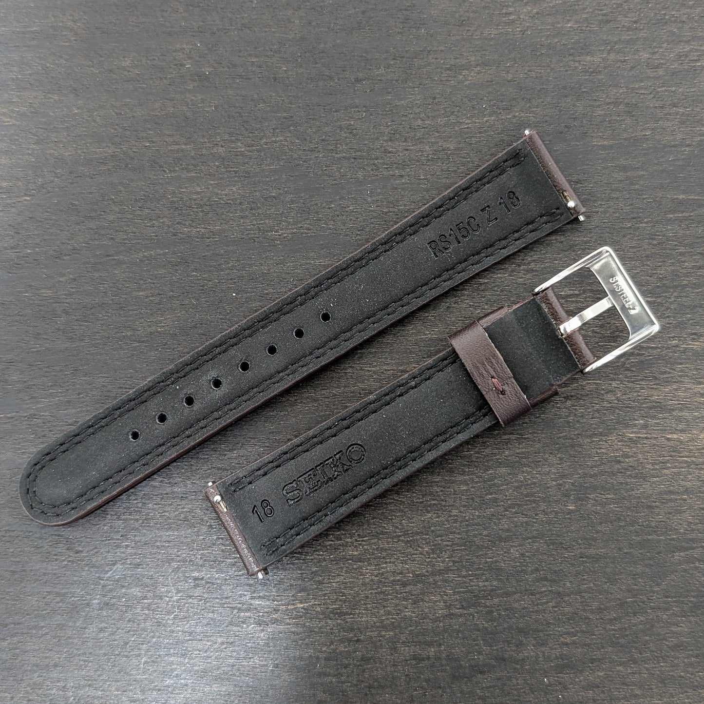 Seiko RS15C18DBN , 18mm dark brown cowhide leather strap