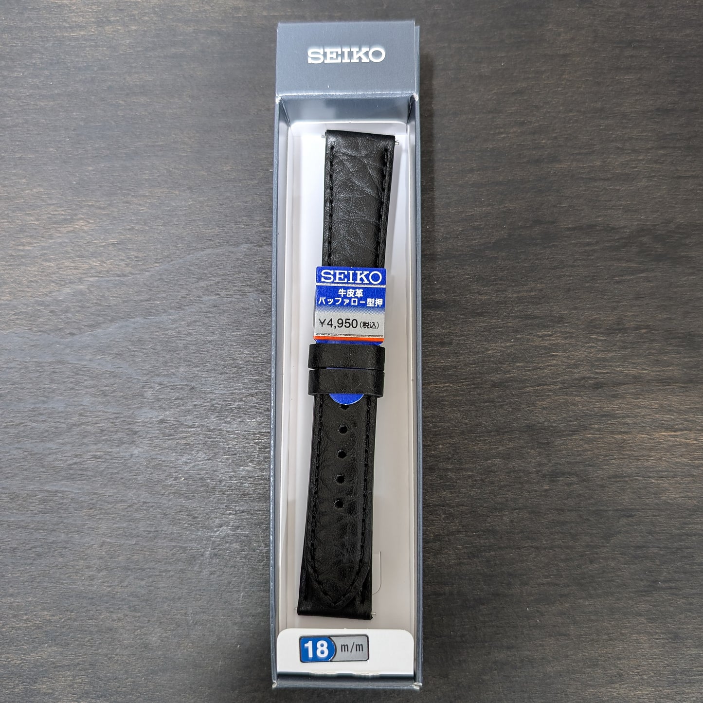 Seiko RS16C18BK , 18mm black cowhide leather strap