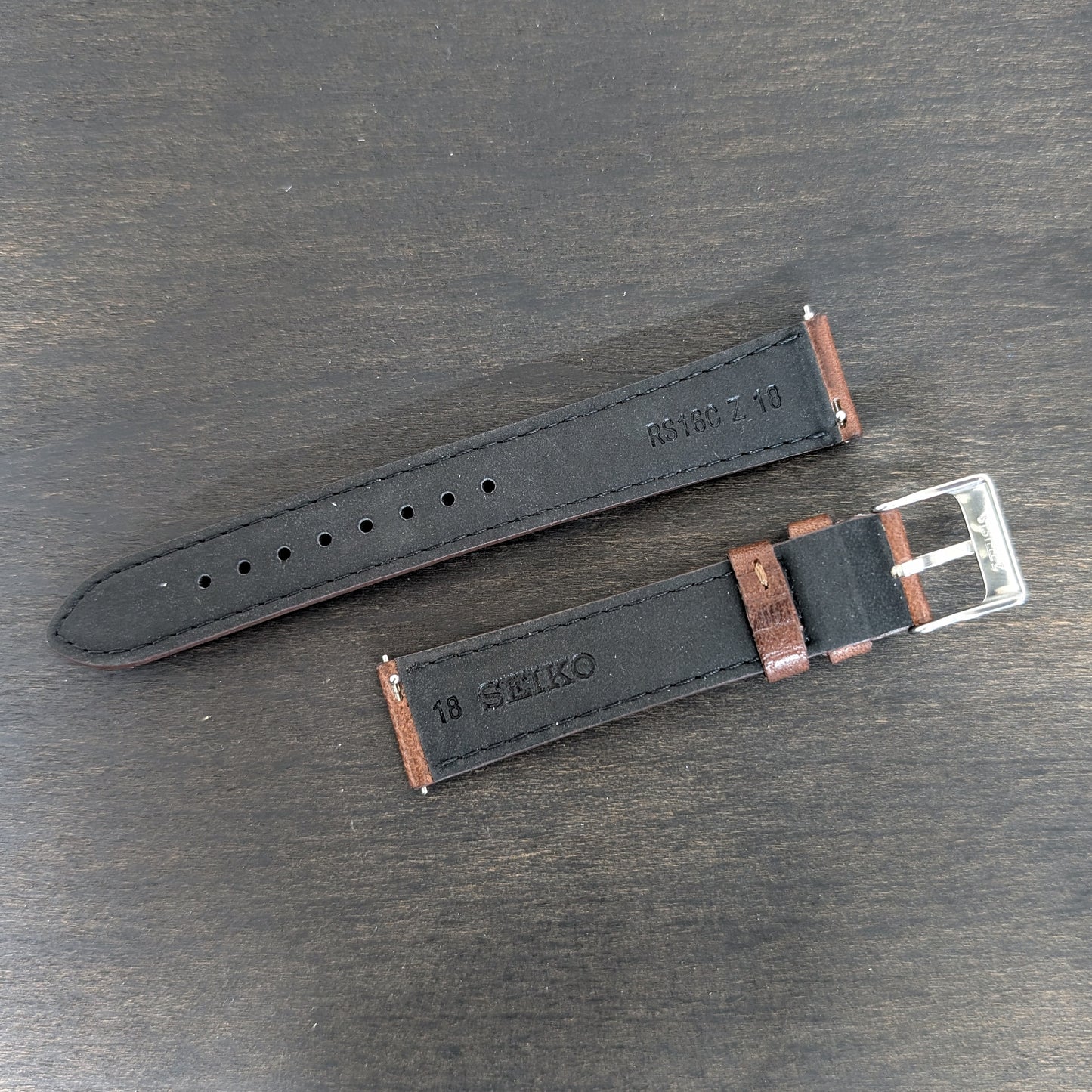 Seiko RS16C18DBN , 18mm dark brown cowhide leather strap