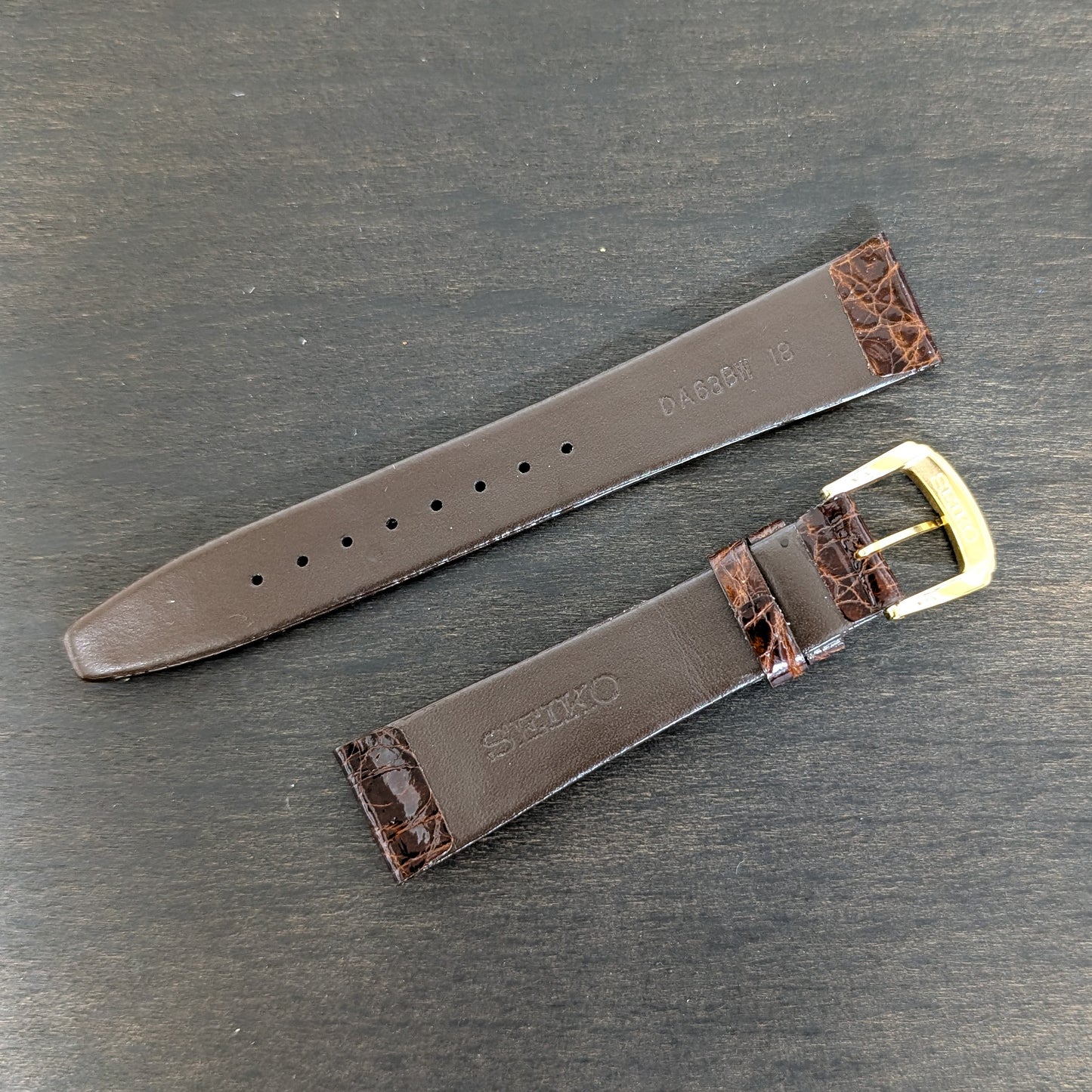 Seiko DA63, 18mm brown crocodile leather strap