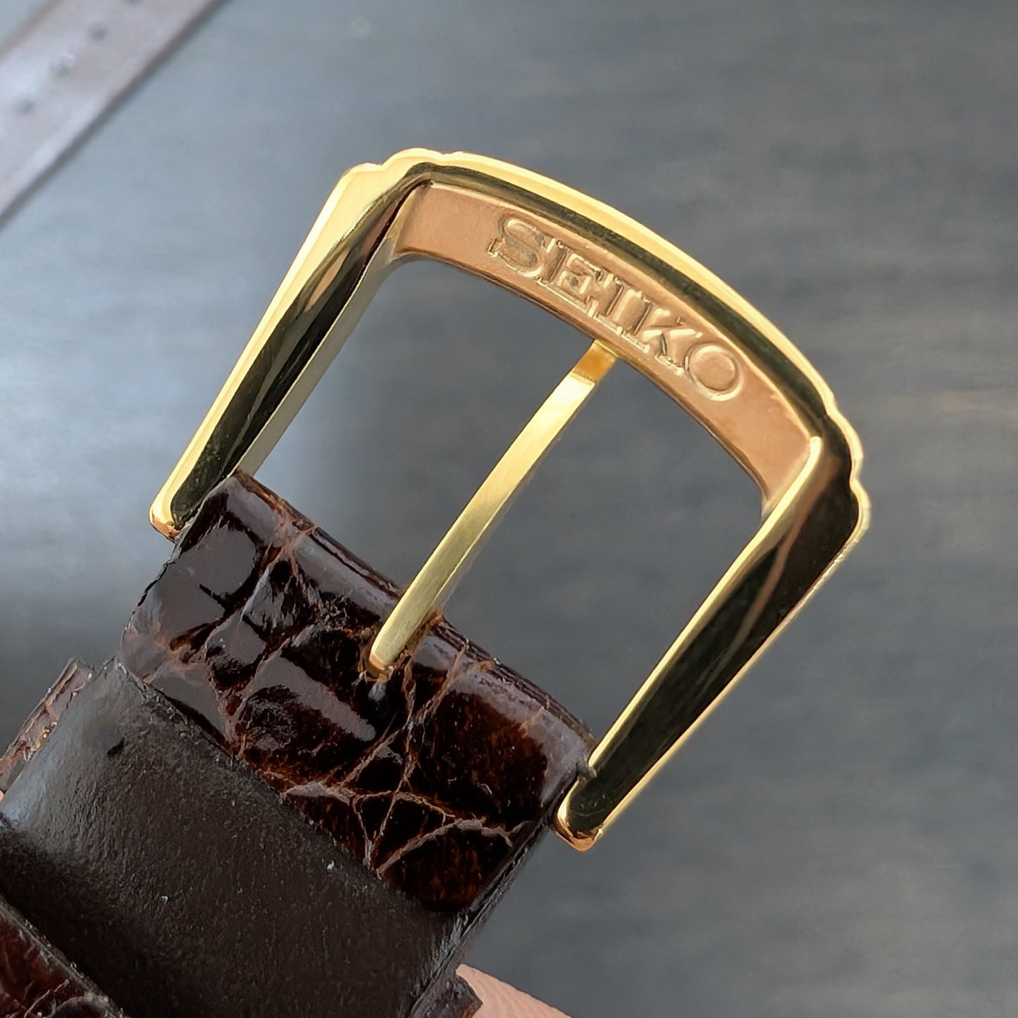 Seiko DA64, 19mm brown crocodile leather strap
