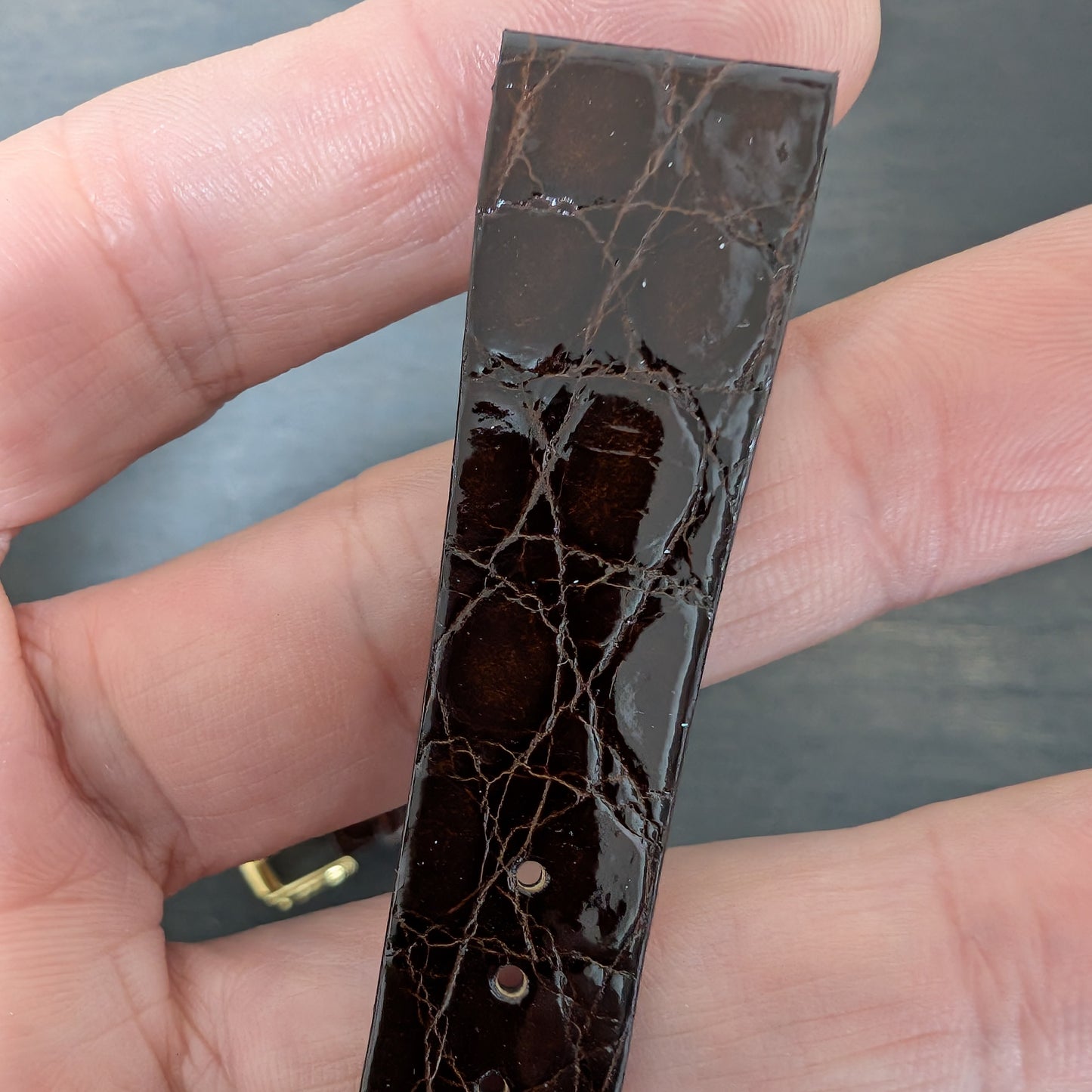Seiko DA64, 19mm brown crocodile leather strap