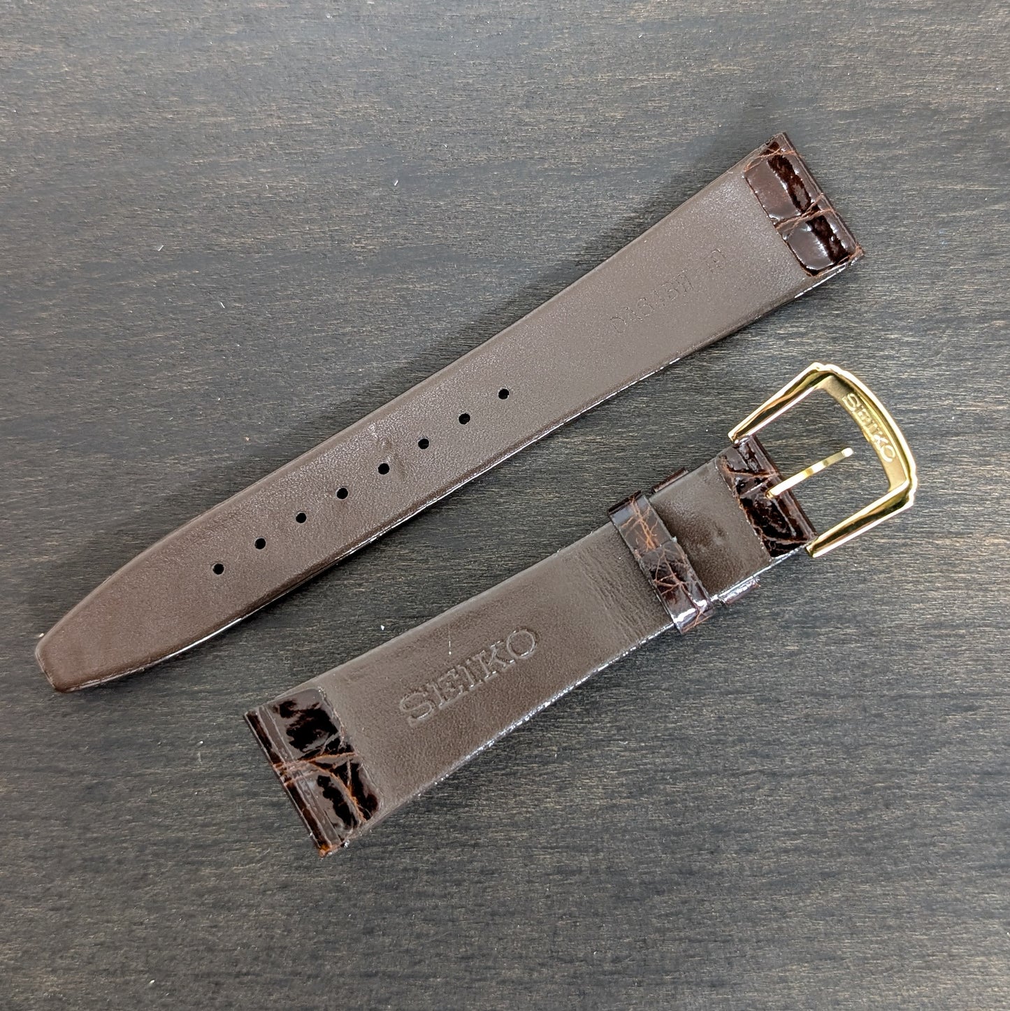 Seiko DA64, 19mm brown crocodile leather strap