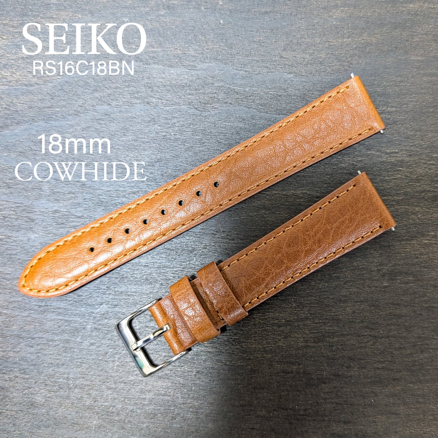 Seiko RS16C18BN , 18mm brown cowhide leather strap