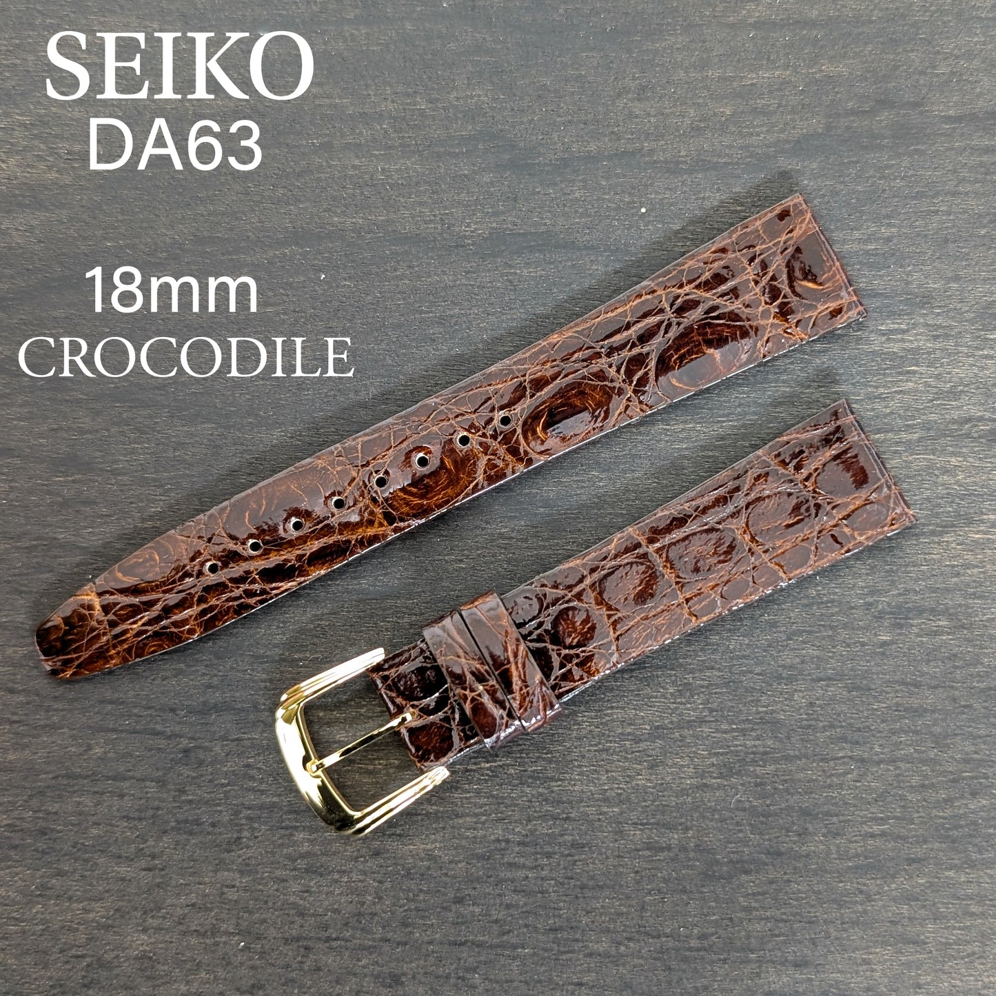Seiko DA63, 18mm brown crocodile leather strap