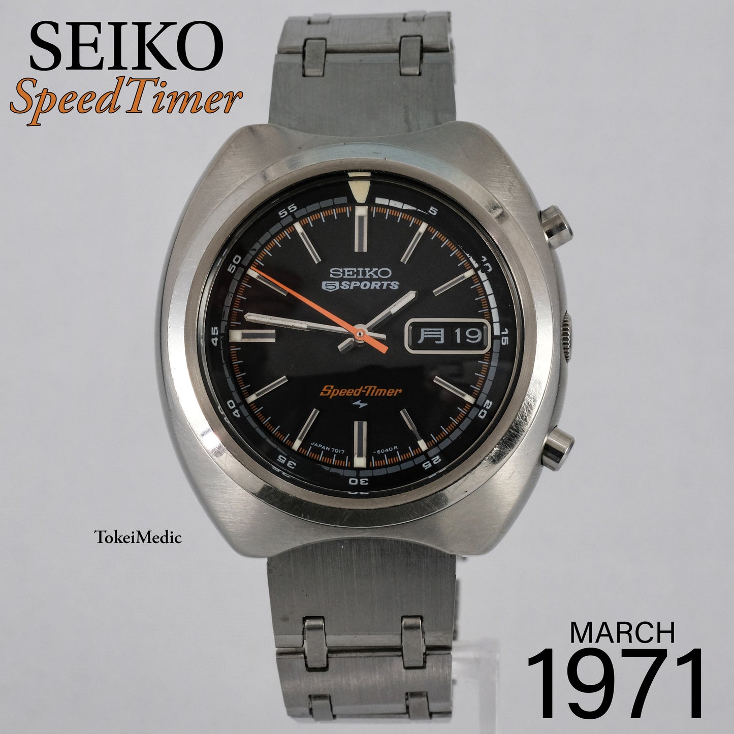 1971 Seiko 5 Sports SpeedTimer Flyback Chronograph 7017-6040