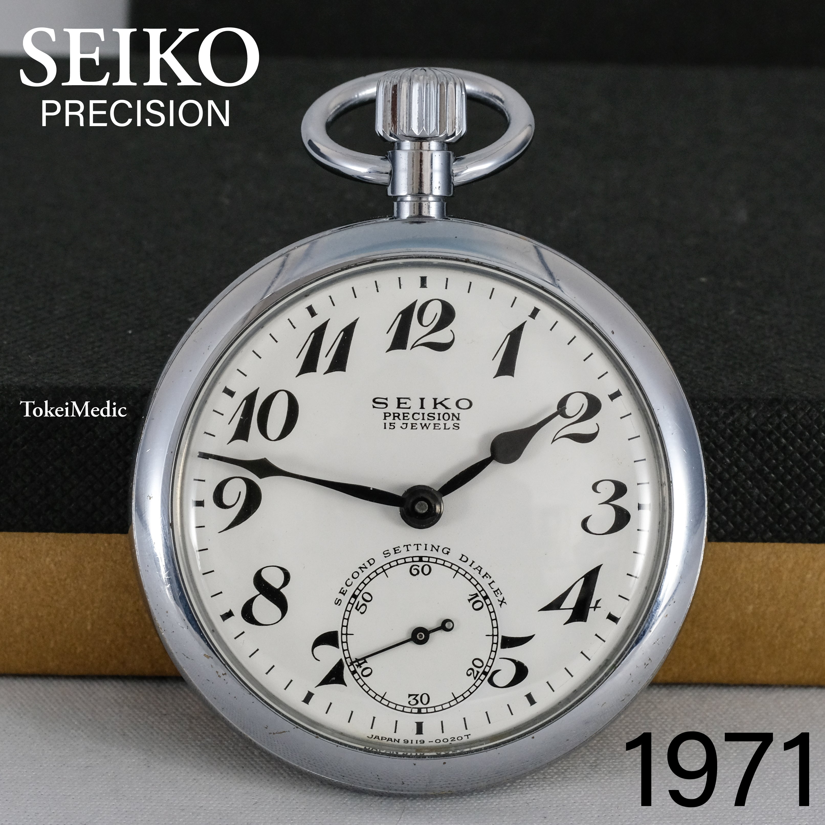 GA】SEIKO PRECISION 9119-0020T 懐中時計 手巻 15石 スモセコ 