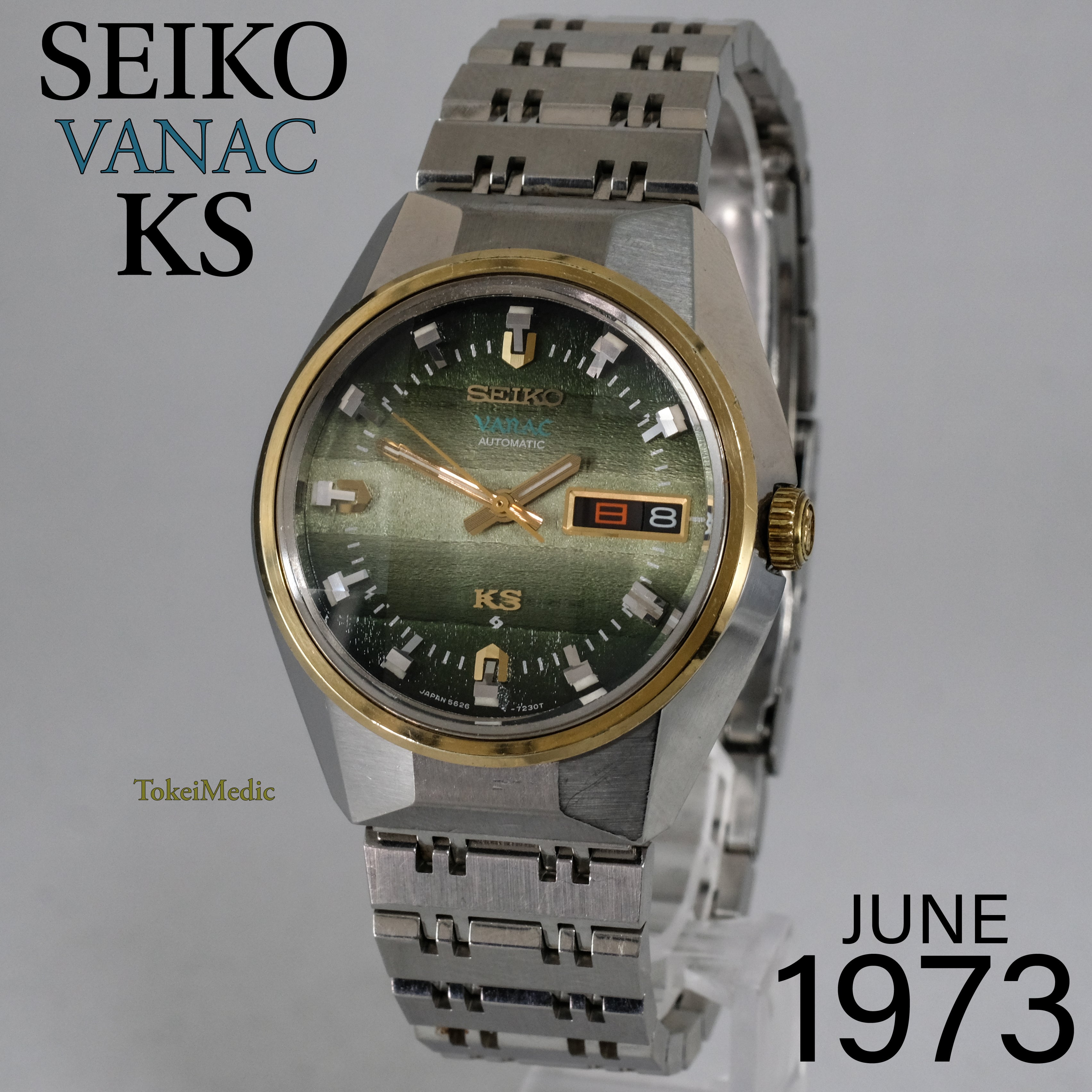 ☆ 稀少モデル 1973年製 SEIKO VANAC KS 5626-7190 グリーンサテン 