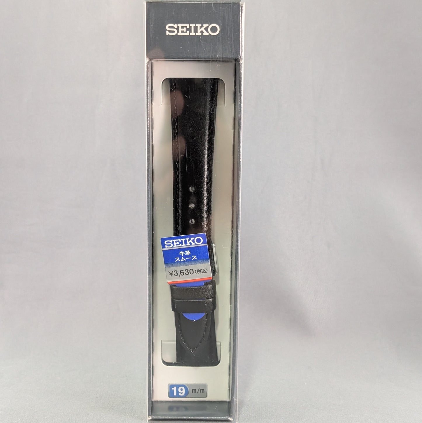 Seiko DX60, 19mm black cowhide leather strap