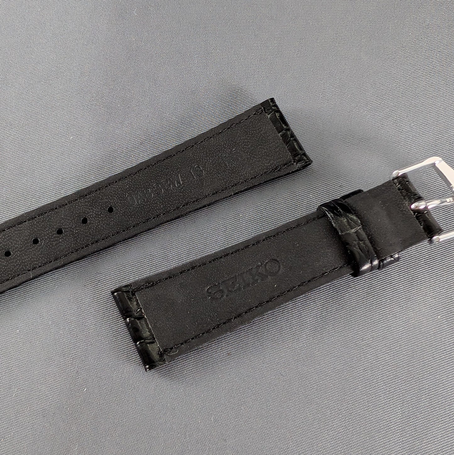 Seiko DAB3, 18mm black cowhide leather strap