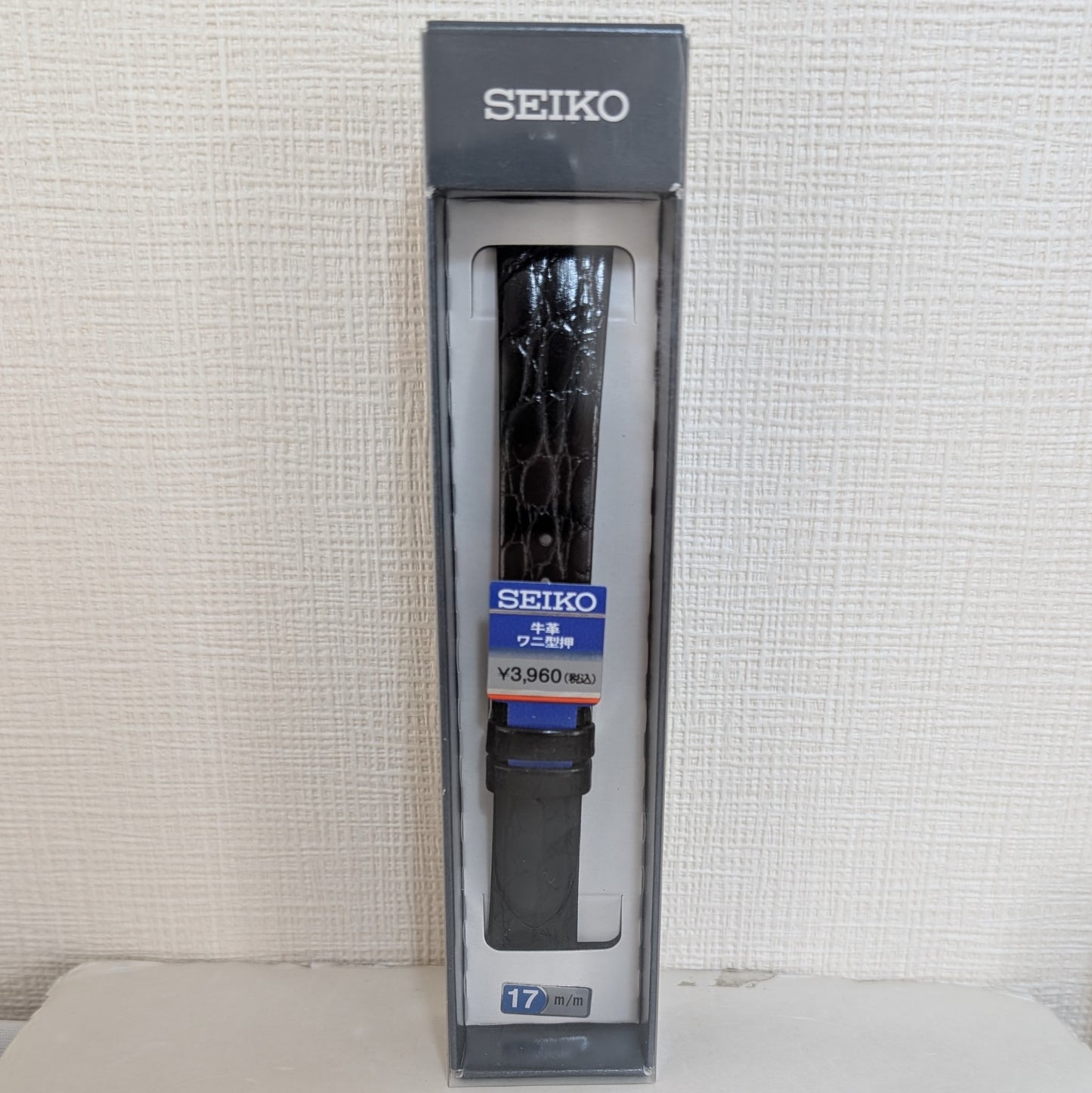 Seiko DAP6, 17mm black cowhide leather strap