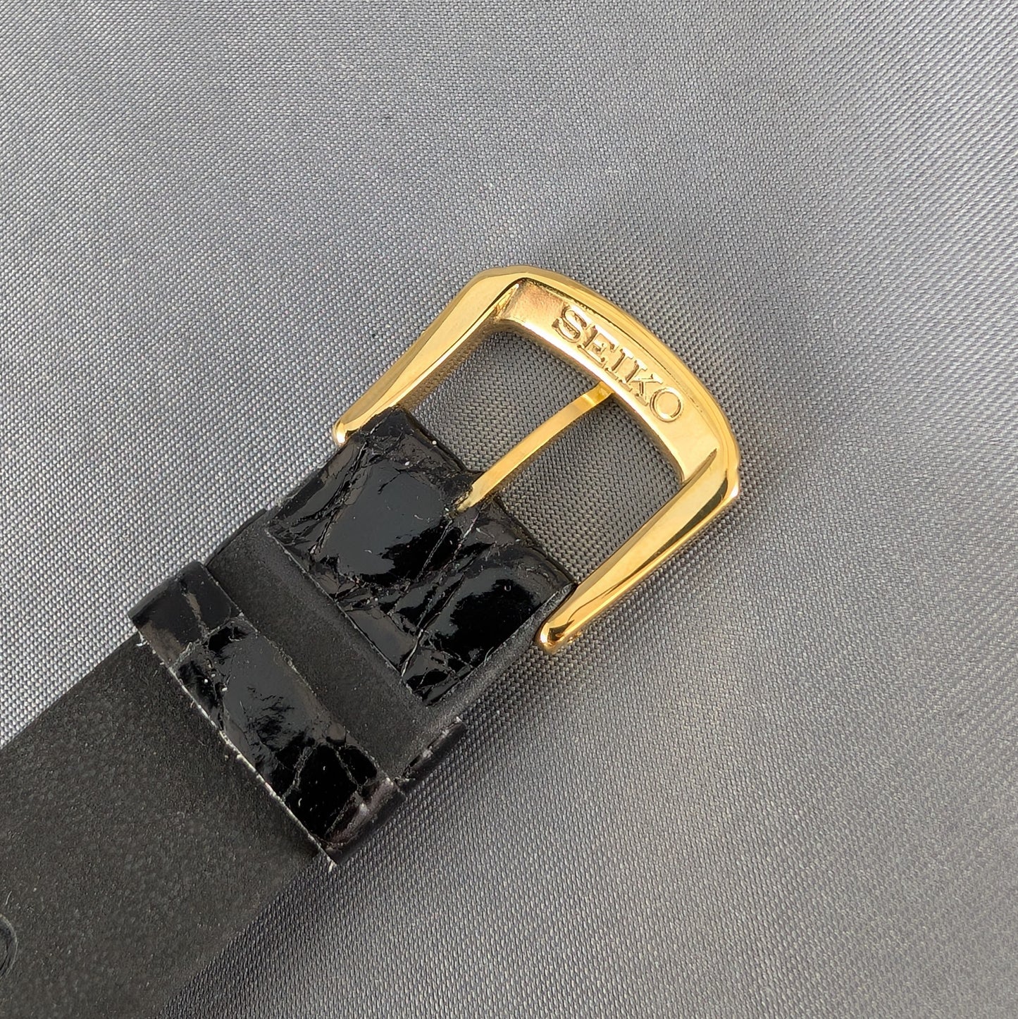Seiko DA30, 18mm black crocodile leather strap