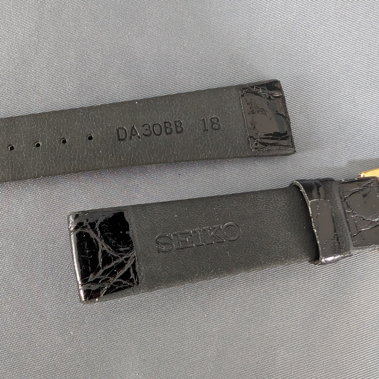 Seiko DA30, 18mm black crocodile leather strap
