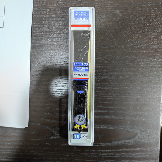 Seiko DAP7 18mm black genuine leather strap
