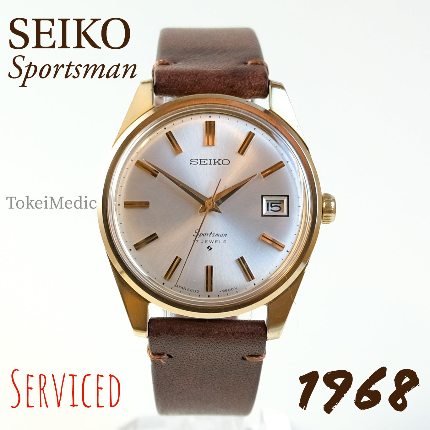 1968 Seiko Sportsman SGP 6602-9982 plus two Seiko straps